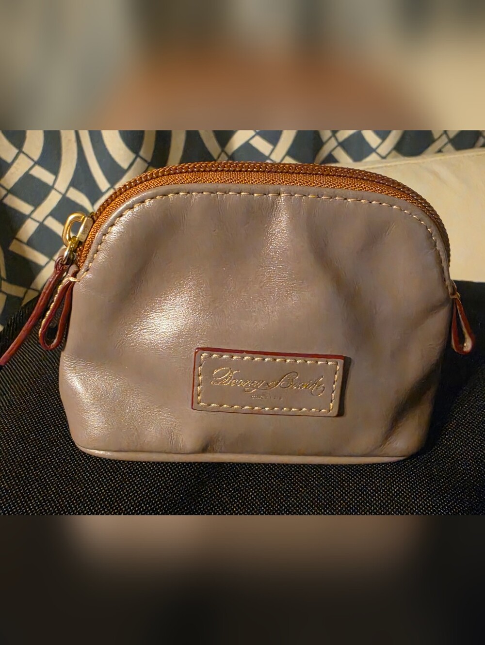 Dooney&Bourke Taupe/Gray Leather card/coin pouch